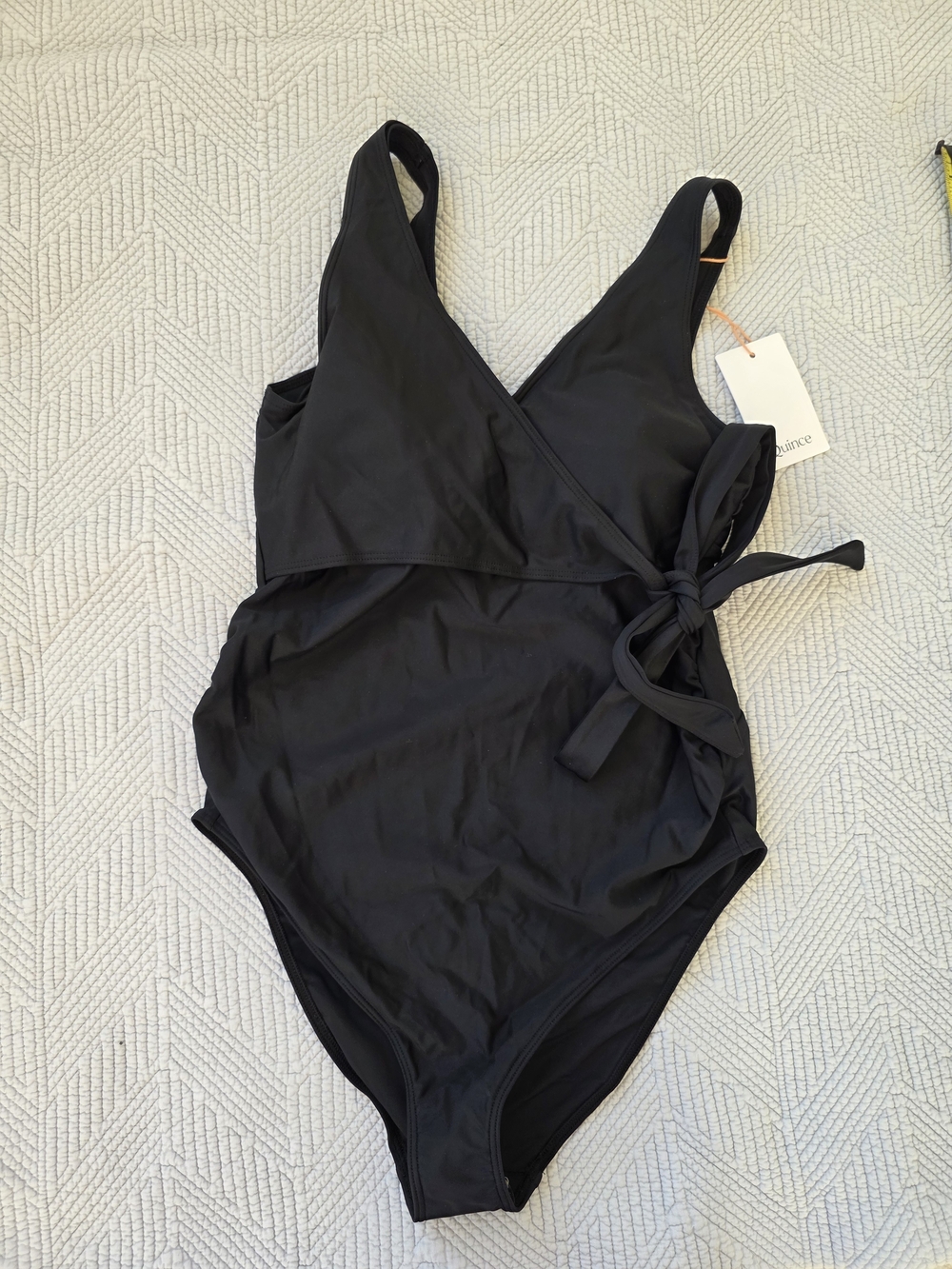Quince One-Piece Side Tie Black Swimsuit Small NWT